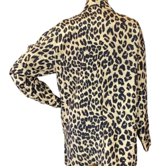 VTG Stunt 100% Silk Leopard Print Button Front Blouse Top S #303B - Picture 5 of 7